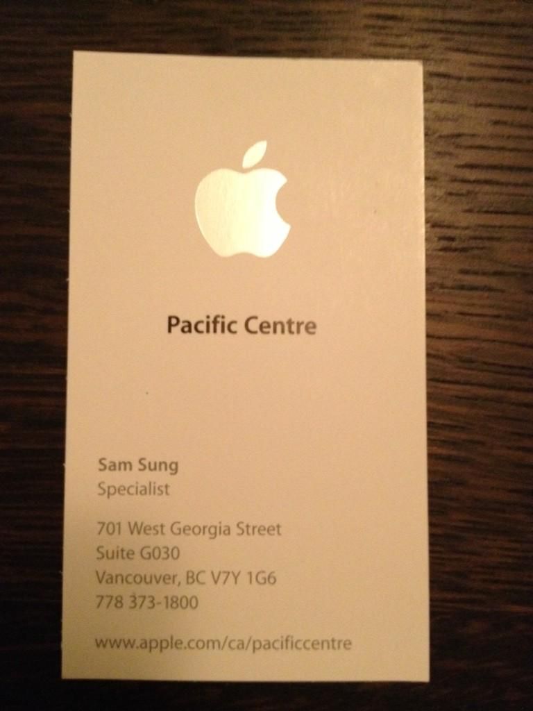 Apple specialist Sam Sung (business card)