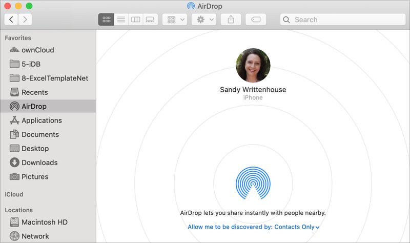 AirDrop Fenêtre Mac