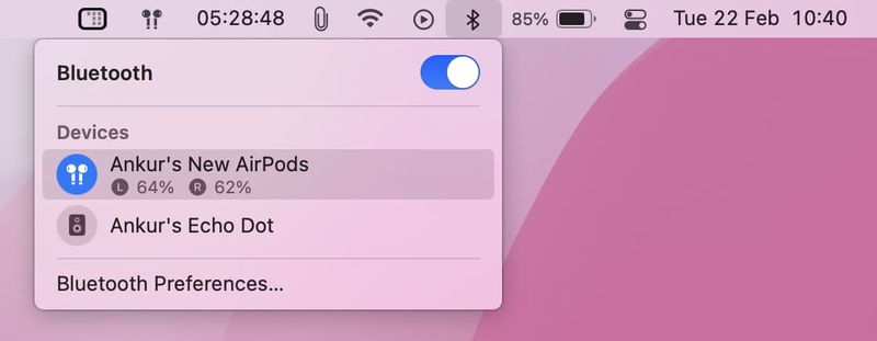 Connectez les AirPods au Mac à partir de l