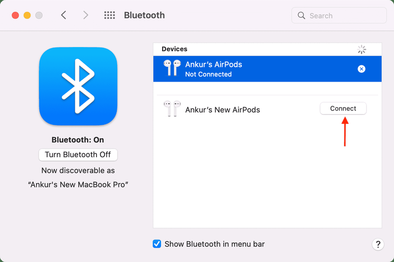 Connecter les AirPods au Mac