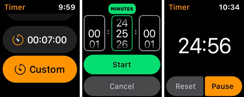 Régler la minuterie Pomodoro Technique sur Apple Watch