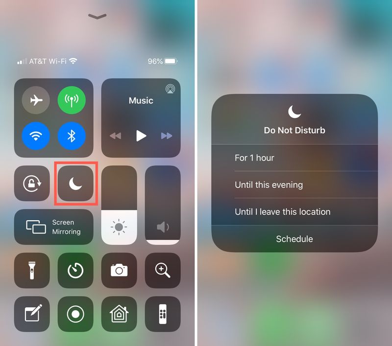 Ne pas déranger le centre de contrôle iPhone