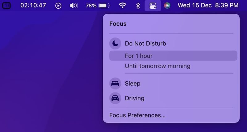 Activer temporairement Ne pas déranger sur Mac