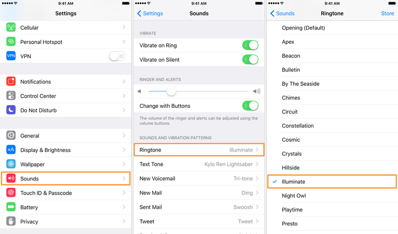 Check iOS Ringtone Settings