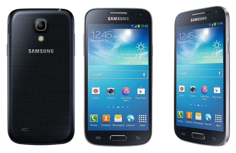Galaxy S4 Mini (three-up, black)