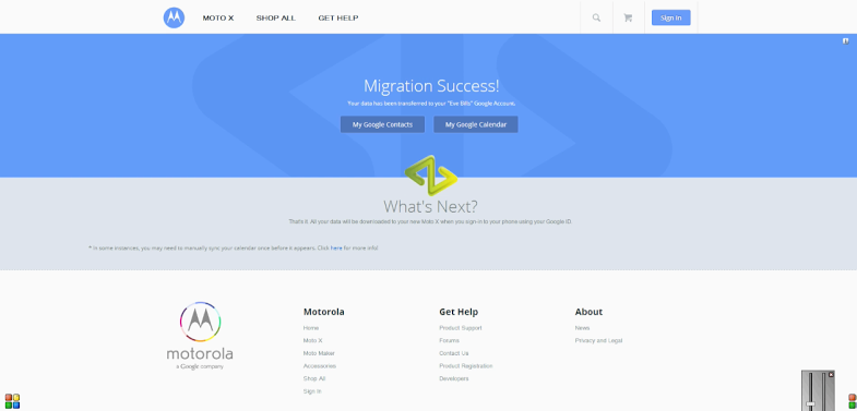 Motorola iCloud migration tool (web screenshot 004)