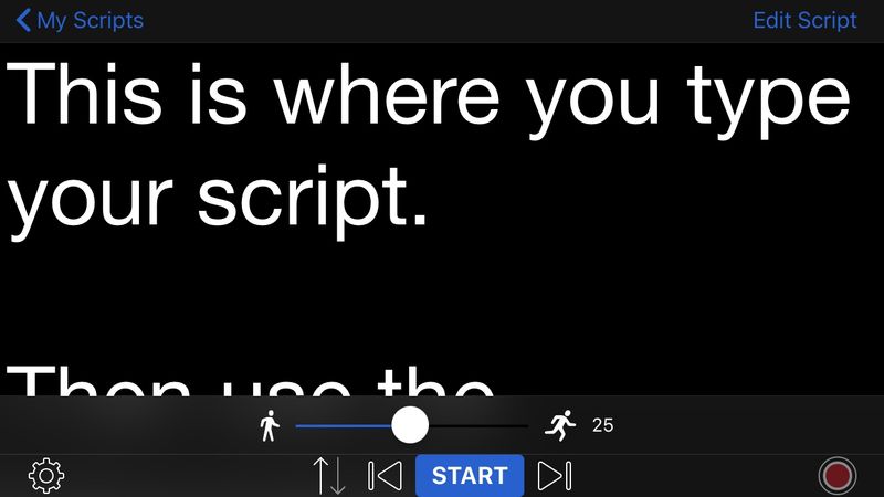Teleprompter Lite Landscape on iPhone