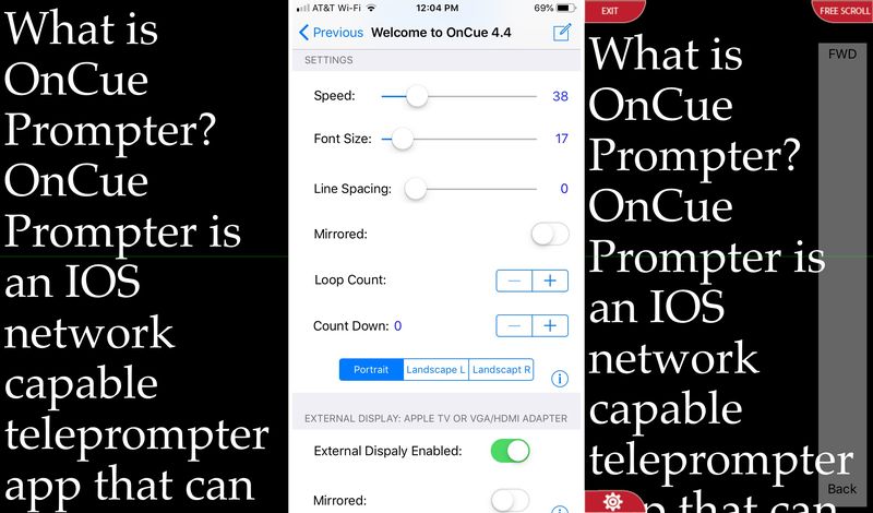 OnCue Prompter on iPhone