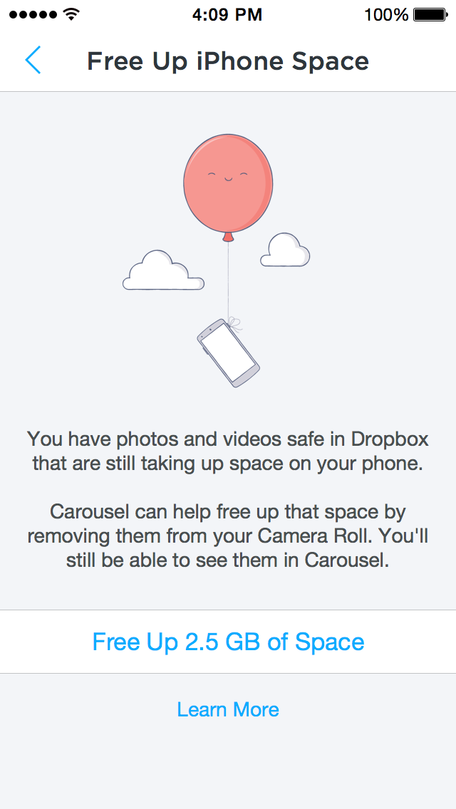 Carousel 1.8 for iOS (free up space iPhone screenshot