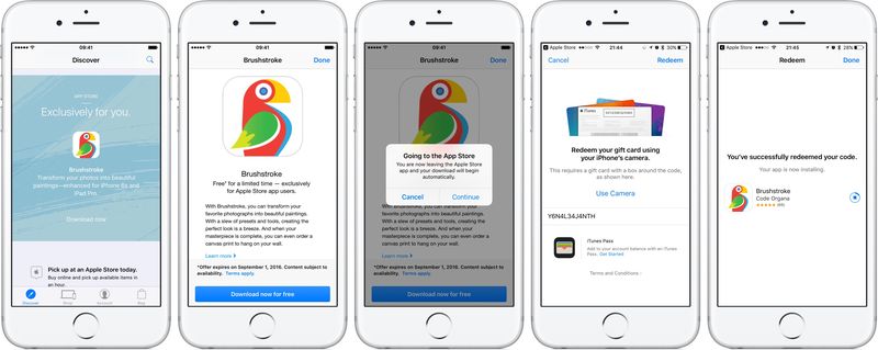 Brushtroke free in Apple Store app