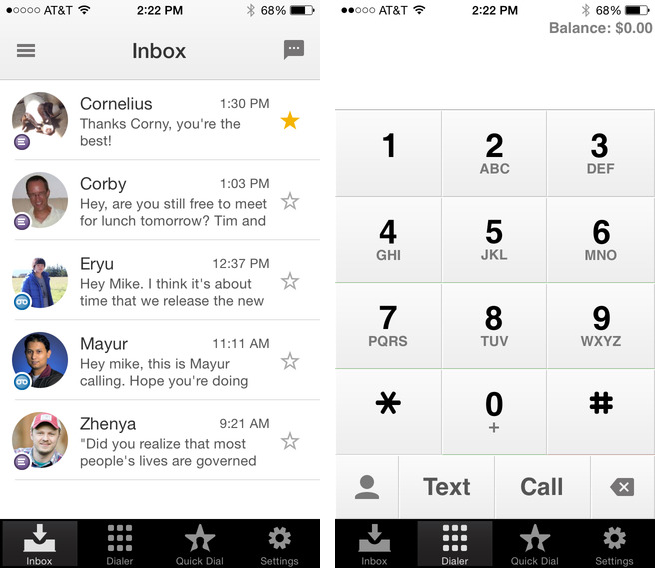 Google Voice 1.6 for iOS (iPhone screenshot 001)