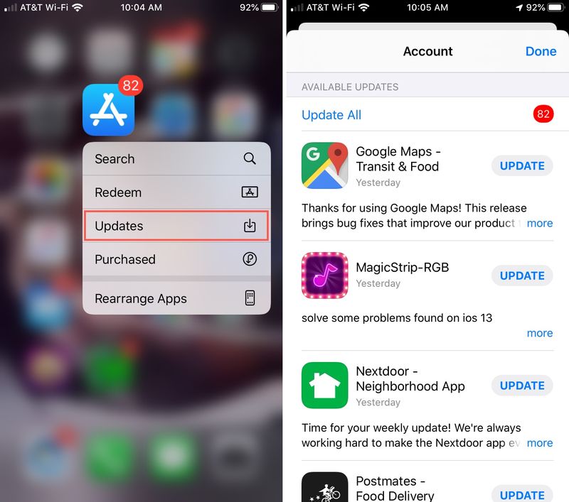 App Store Updates shortcut iPhone