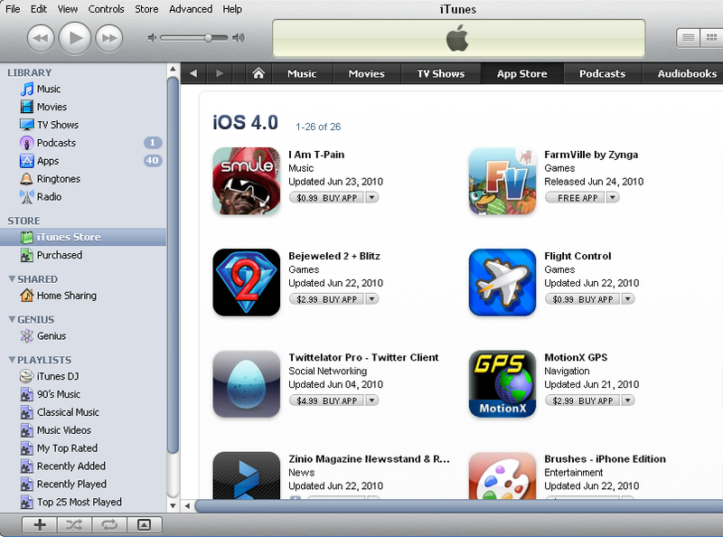 App Store iOS 4 Apps