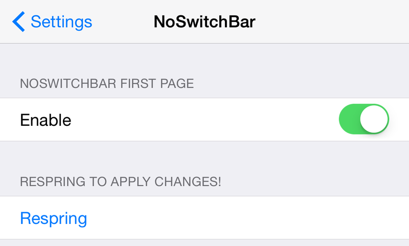NoSwitchBar Preferences