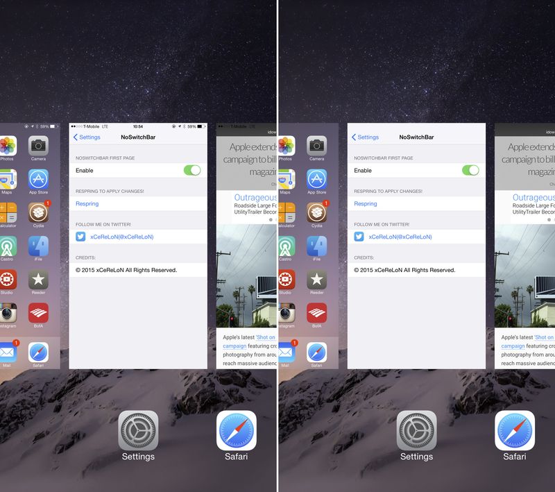 NoSwitchBar Before After
