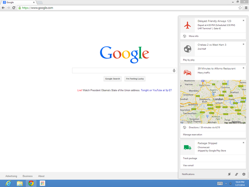 Chrome for Mac (Google Now notifications 001)