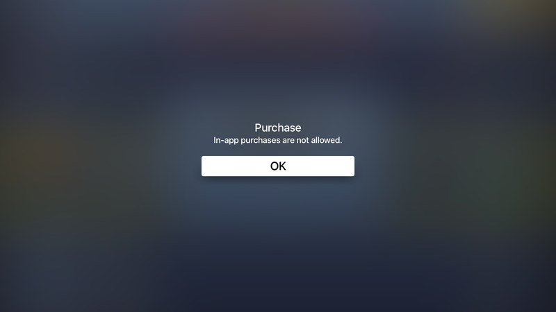 In app purchases not allowed Apple TV