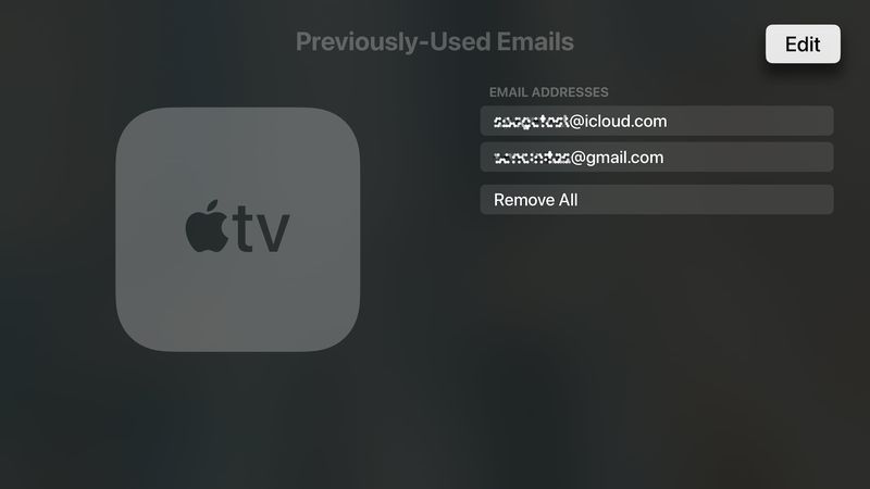 Modifier les e-mails précédemment utilisés sur Apple TV