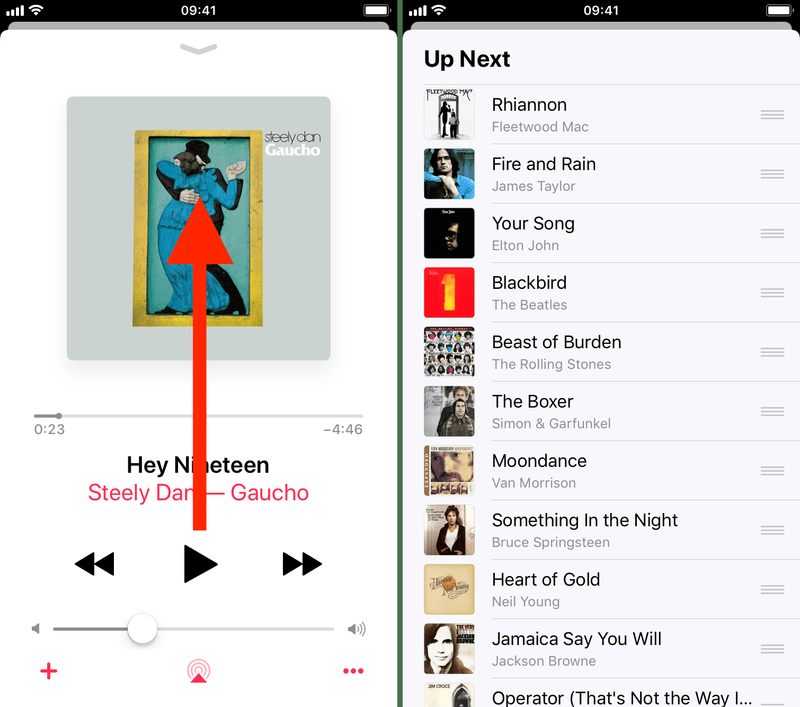 View songs playing next in Apple Music