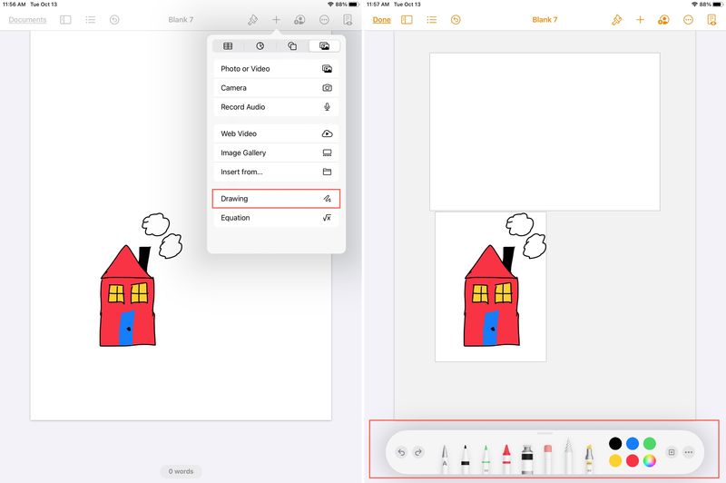 Add Drawing With Finger in Pages on iPad