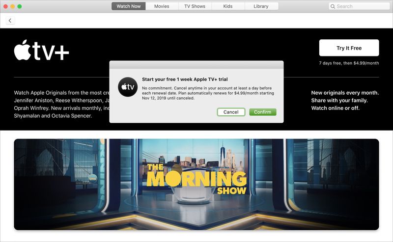 Apple TV+ Try it free and confirm