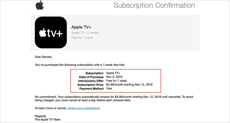Apple TV+ Confirmation Email