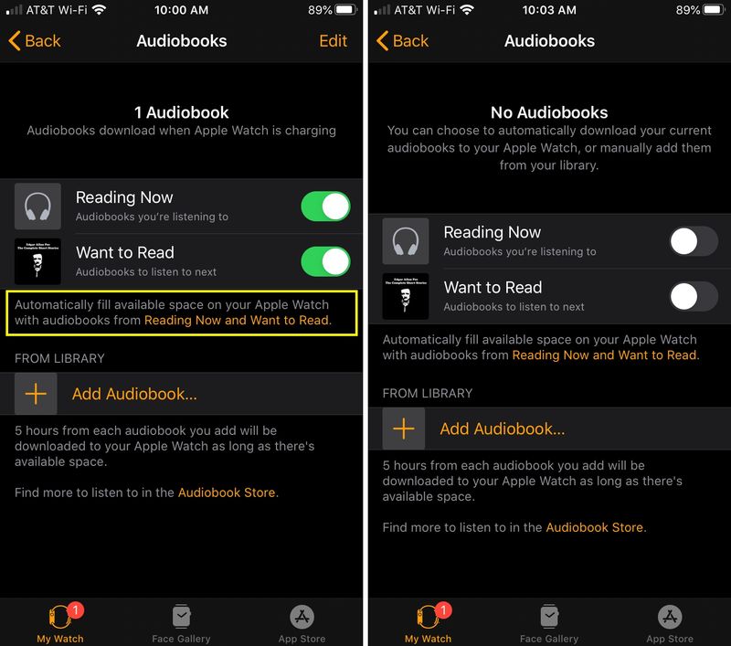 Désactiver les téléchargements de livres audio Apple Watch