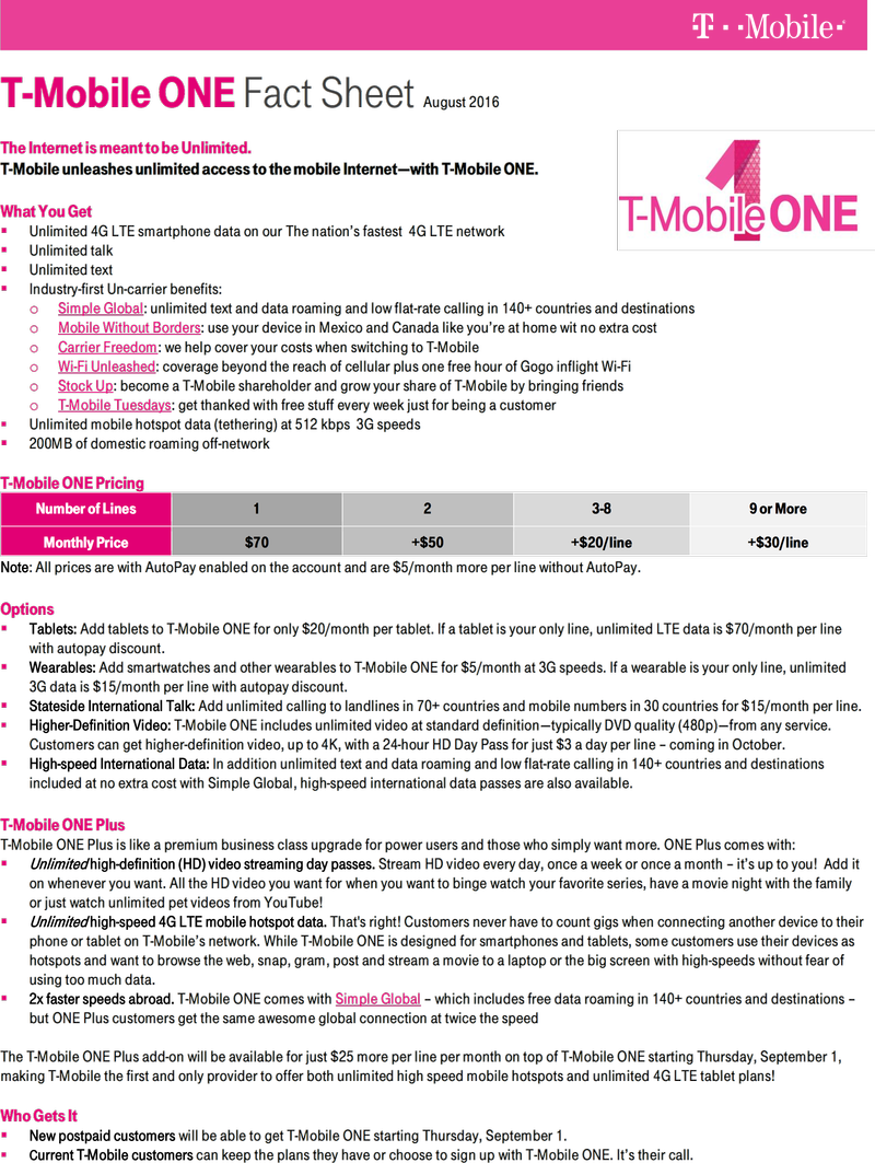 T-Mobile ONE fact sheet 002