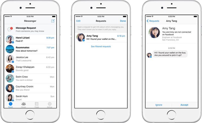 Facebook Message Requests iPhone screenshot 001