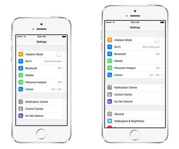 iPhone 6 mockup (Settings, Sam Beckett 001)