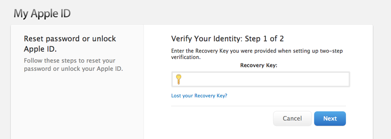 Apple ID (unlock, Recovery Key)