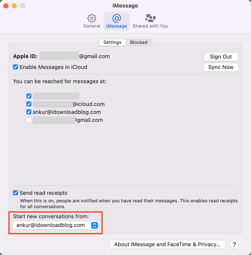 Démarrer de nouvelles conversations à partir des paramètres iMessage sur Mac
