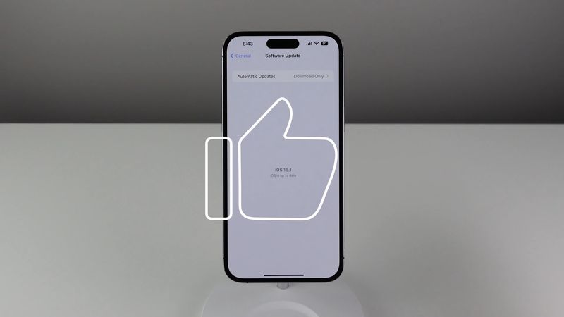 iPhone standing upright, with the Software Update screen confirming the device has been updated to iOS 16.1