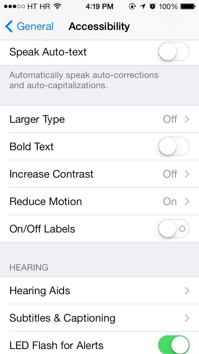 iOS 7 (Settings, Reduce Motion 002)