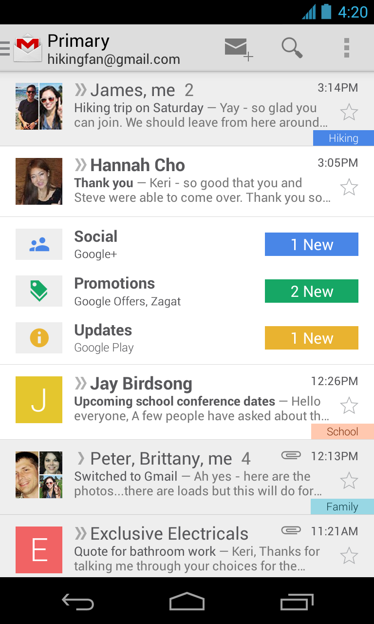 Gmail new inbox (Android)