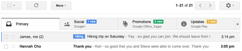 Gmail new inbox (web)
