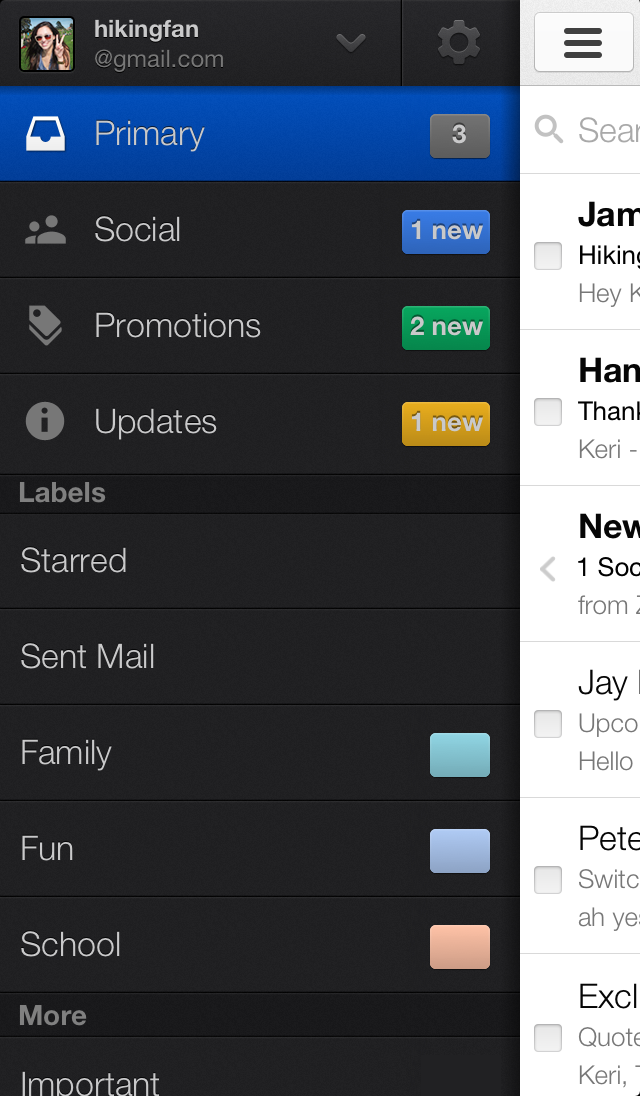 Gmail new inbox (iPhone)