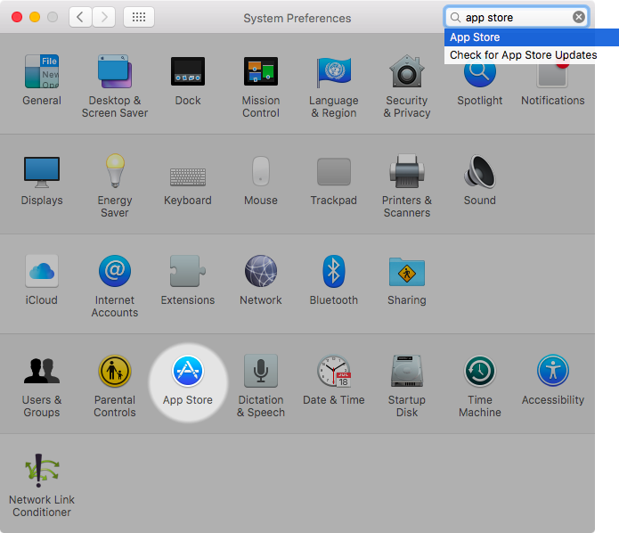 OS X El Capitan System Preferences App Store highlighted Mac screenshot 001