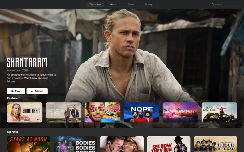 tvOS 16.2 screenshot of the TV app showcasing the new Featured section above Up Next
