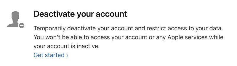 Deactivate your apple account