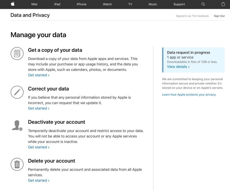 apple Data & Privacy website screenshot