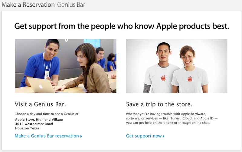 Apple met à jour la page de réservation Genius Bar avec une nouvelle option d'auto-assistance