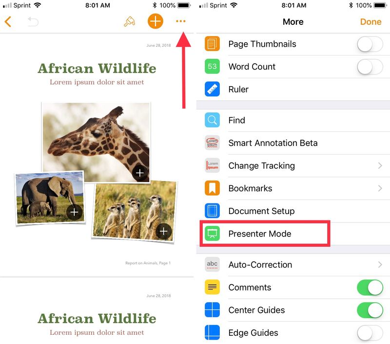 Activer le mode Présentateur pour le téléprompteur iPhone