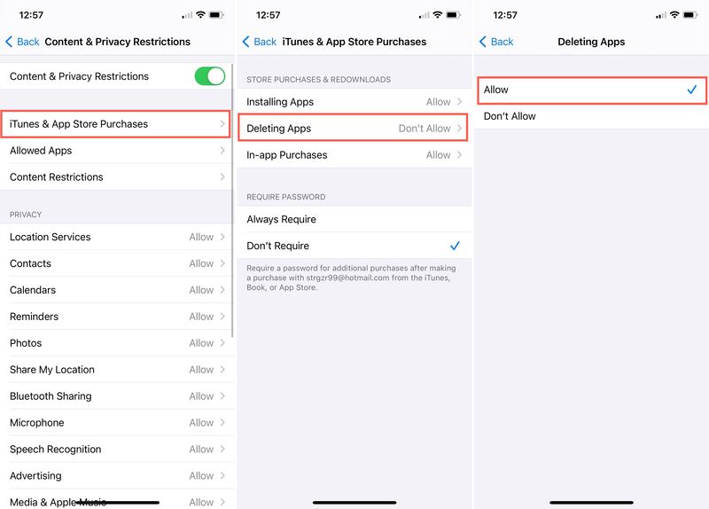 Screen Time Dont Allow App Deletions