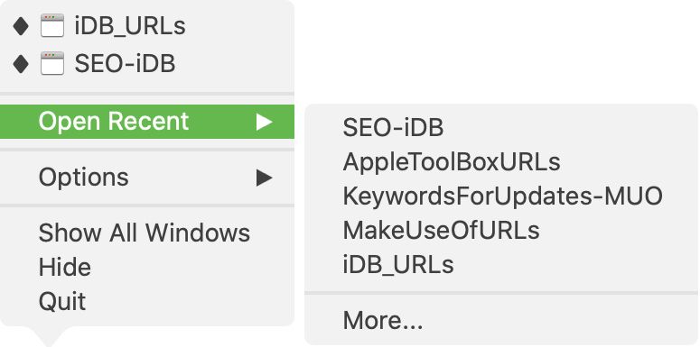 Excel Dock Icon Shortcut Menu