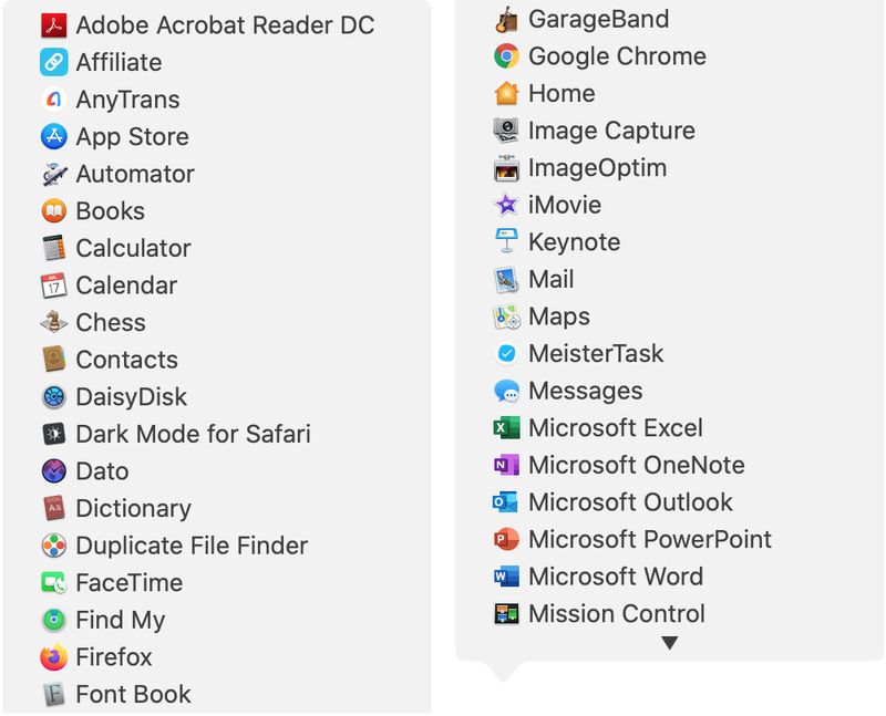 Launchpad Dock Icon Shortcut Menu
