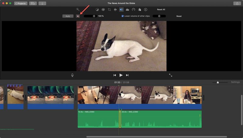 Clip audio isolé muet iMovie