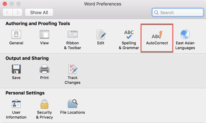 Word Correction automatique Mac