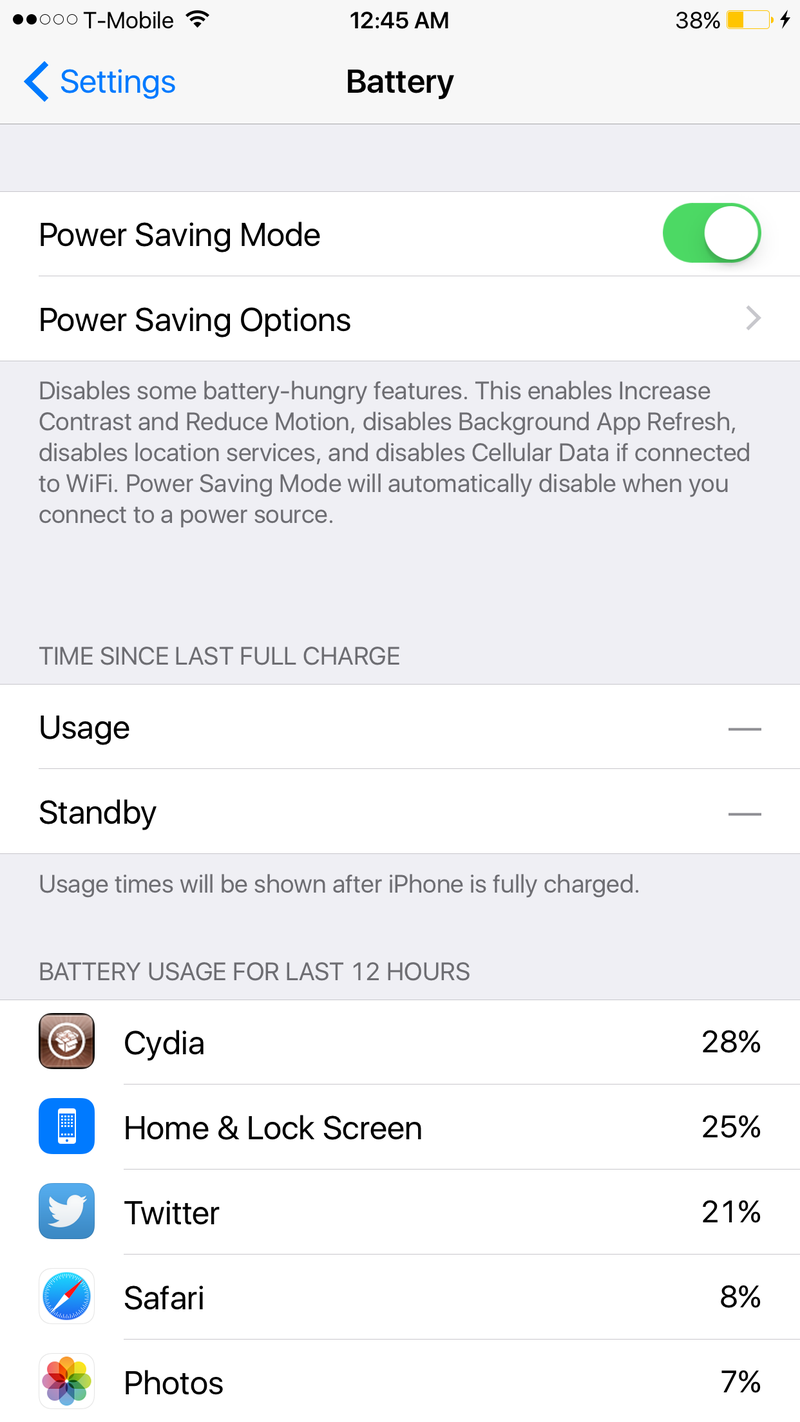 Power Saver Mode iOS 8.3