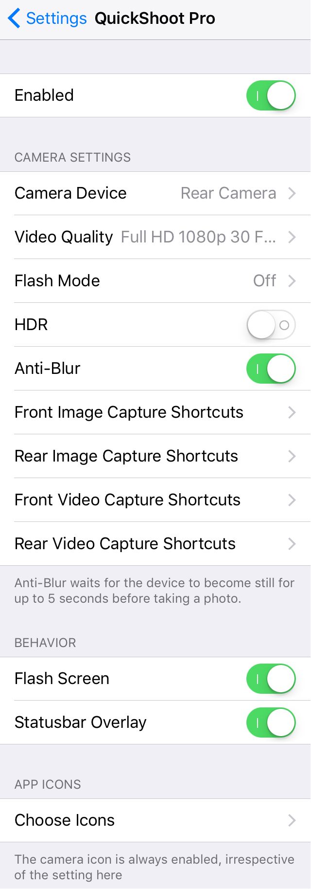 QuickShoot Pro Preferences Pane